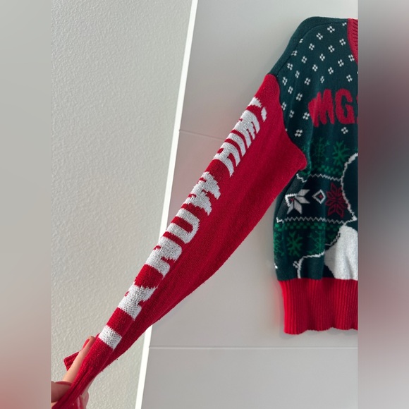 ELF “OMG! Santa!” Green & Red Holiday Ugly Sweater Christmas Party Festive S - Picture 8 of 11